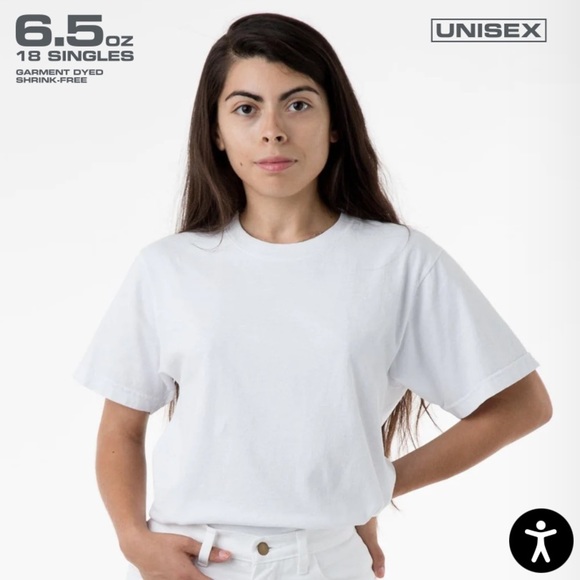 Los Angeles apparel white 6.5 ounce garment dye t shirt - Picture 2 of 3